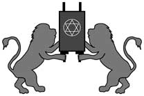 Lions Holding Torah Scroll from clip art by Peggy Davis